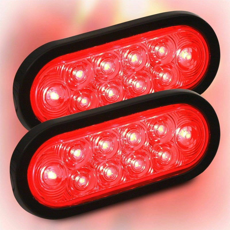 PPI (2) Red Trailer Truck LED Sealed RED 6" Oval Stop/Turn/Tail Light Marine Waterproof Including 3-pin water tight plug DOT SAE with wires and Grommet - Image 3